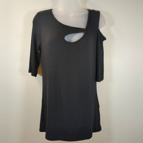 Goldray Women's Garima Asymmetrical Cold Shoulder Black Top , NWT Size XL - Picture 1 of 8